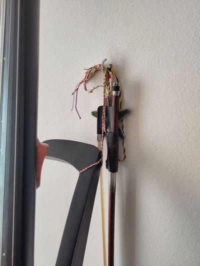 closeup - it is just hanging on a small hook in the wall